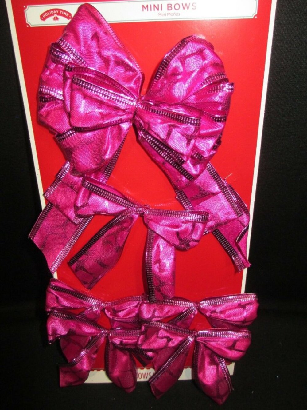 6 Pink Magenta Shimmer Wire Edge Mini Bow Set Christmas Gift Wreath Package